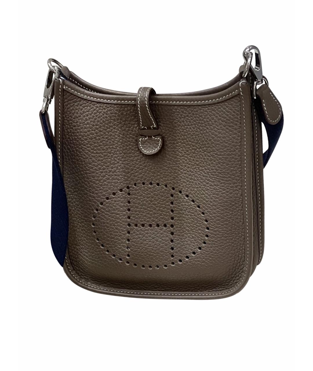 HERMES Серая кожаная сумка через плечо, фото 1