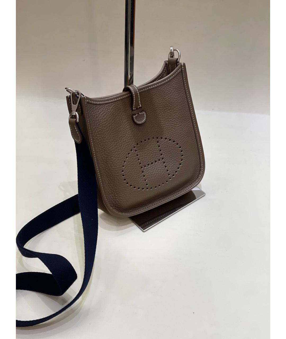 HERMES Серая кожаная сумка через плечо, фото 2