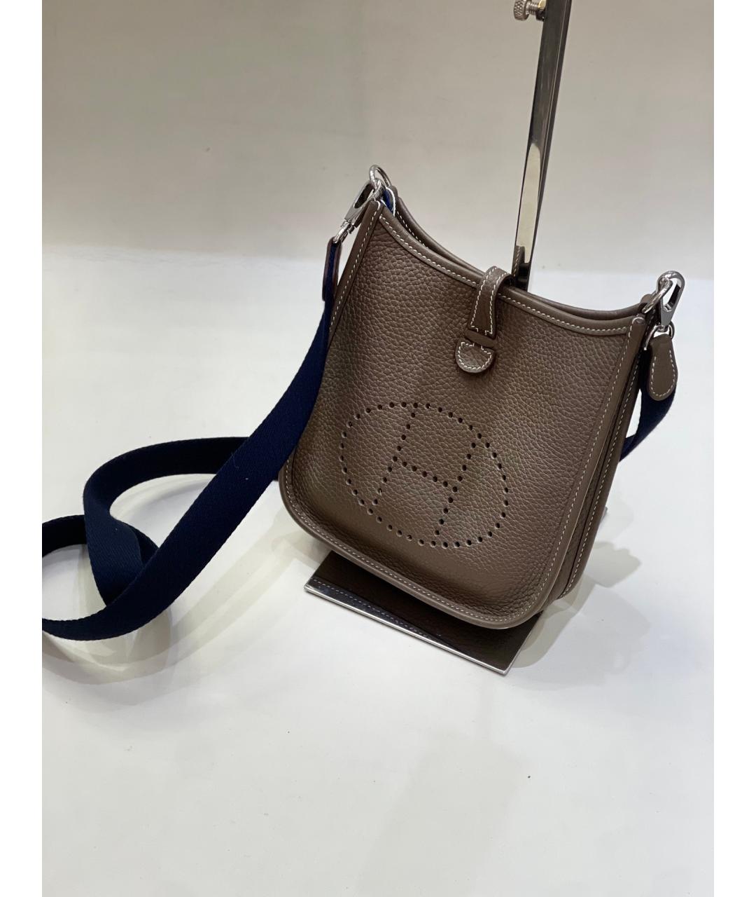 HERMES Серая кожаная сумка через плечо, фото 7