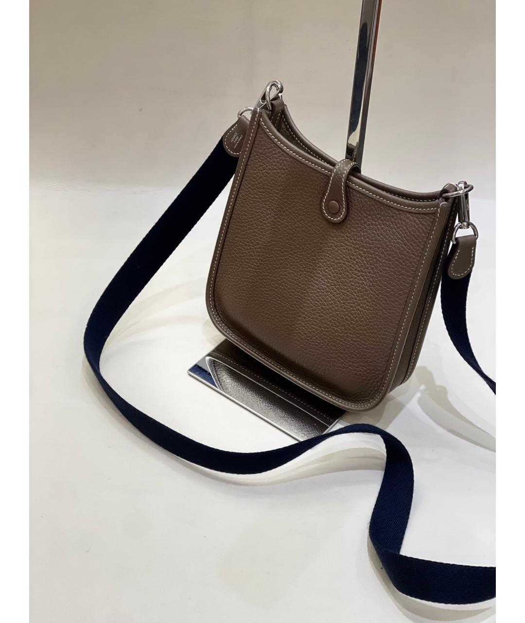 HERMES Серая кожаная сумка через плечо, фото 3