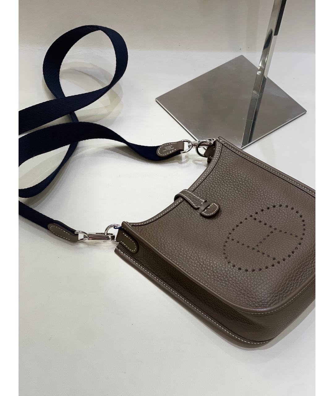 HERMES Серая кожаная сумка через плечо, фото 4