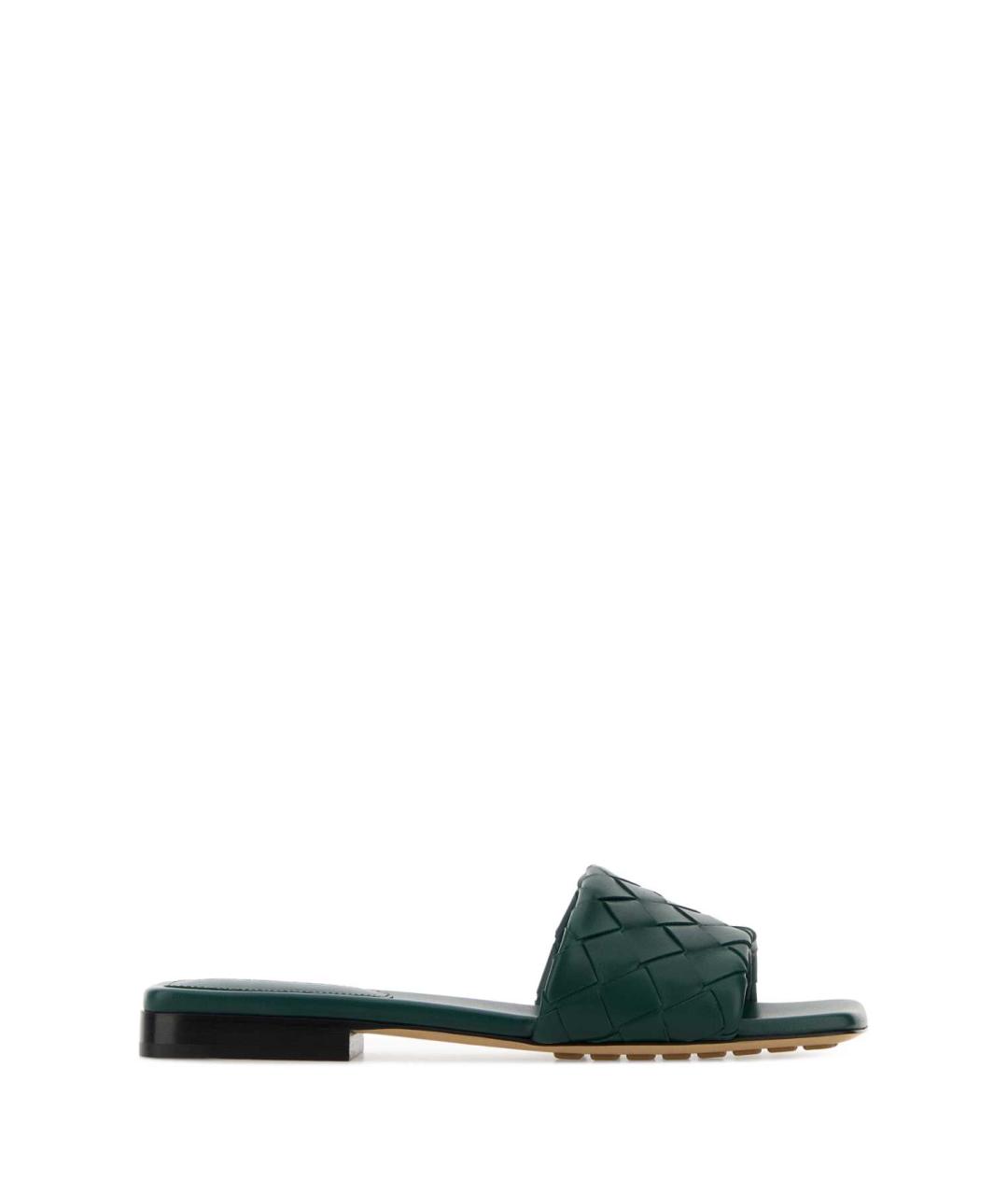 BOTTEGA VENETA Зеленые кожаные мюли, фото 1