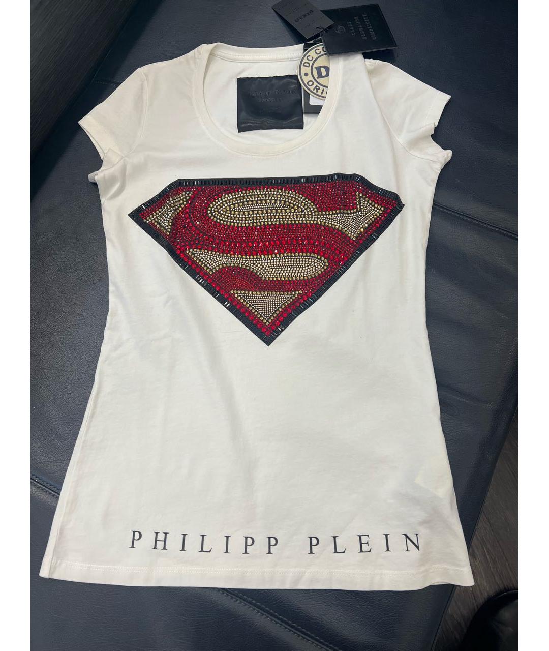 PHILIPP PLEIN Белая хлопковая футболка, фото 6