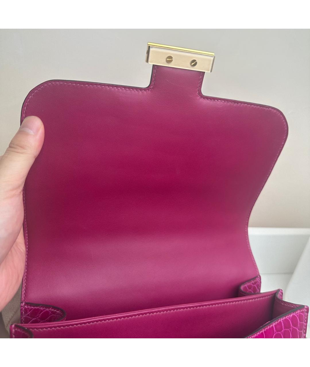 HERMES Фуксия сумка через плечо из экзотической кожи, фото 6