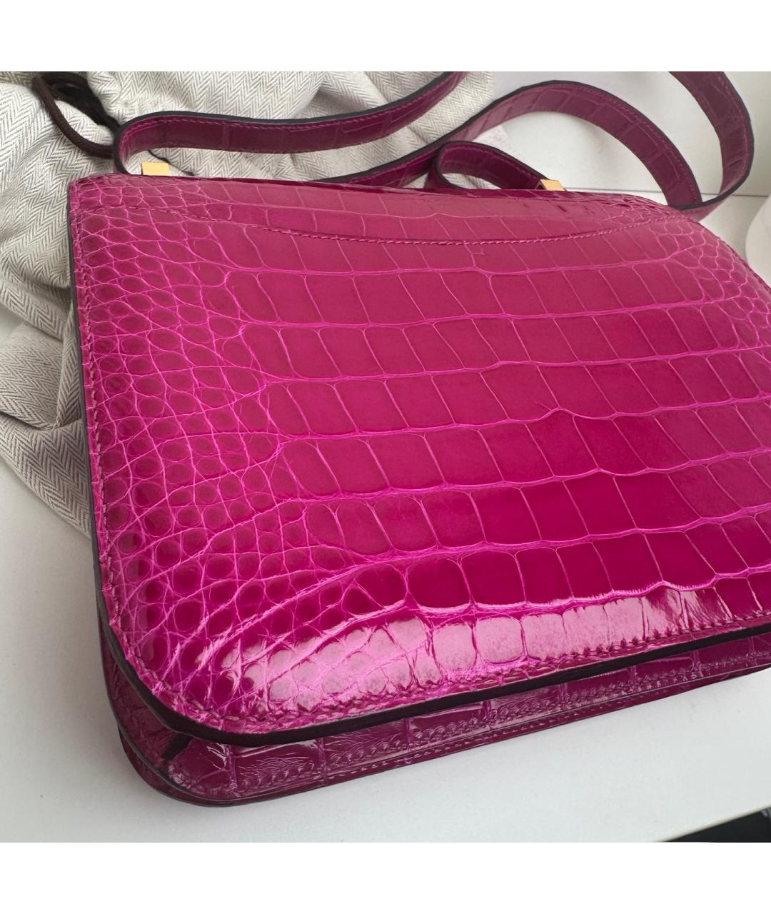 HERMES Фуксия сумка через плечо из экзотической кожи, фото 5