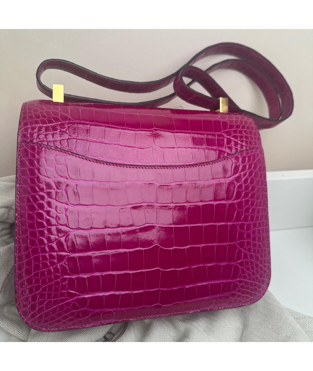 HERMES Фуксия сумка через плечо из экзотической кожи, фото 2