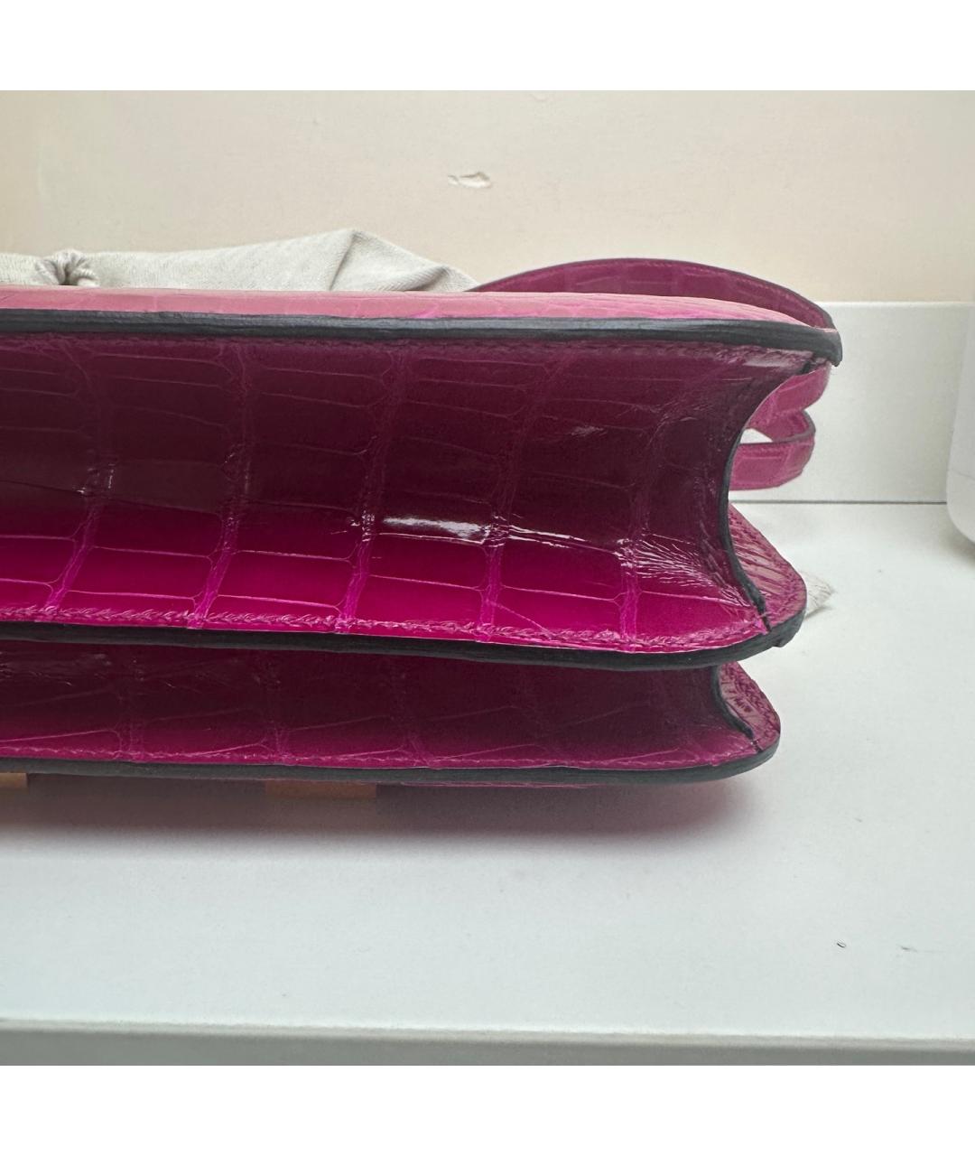HERMES Фуксия сумка через плечо из экзотической кожи, фото 4