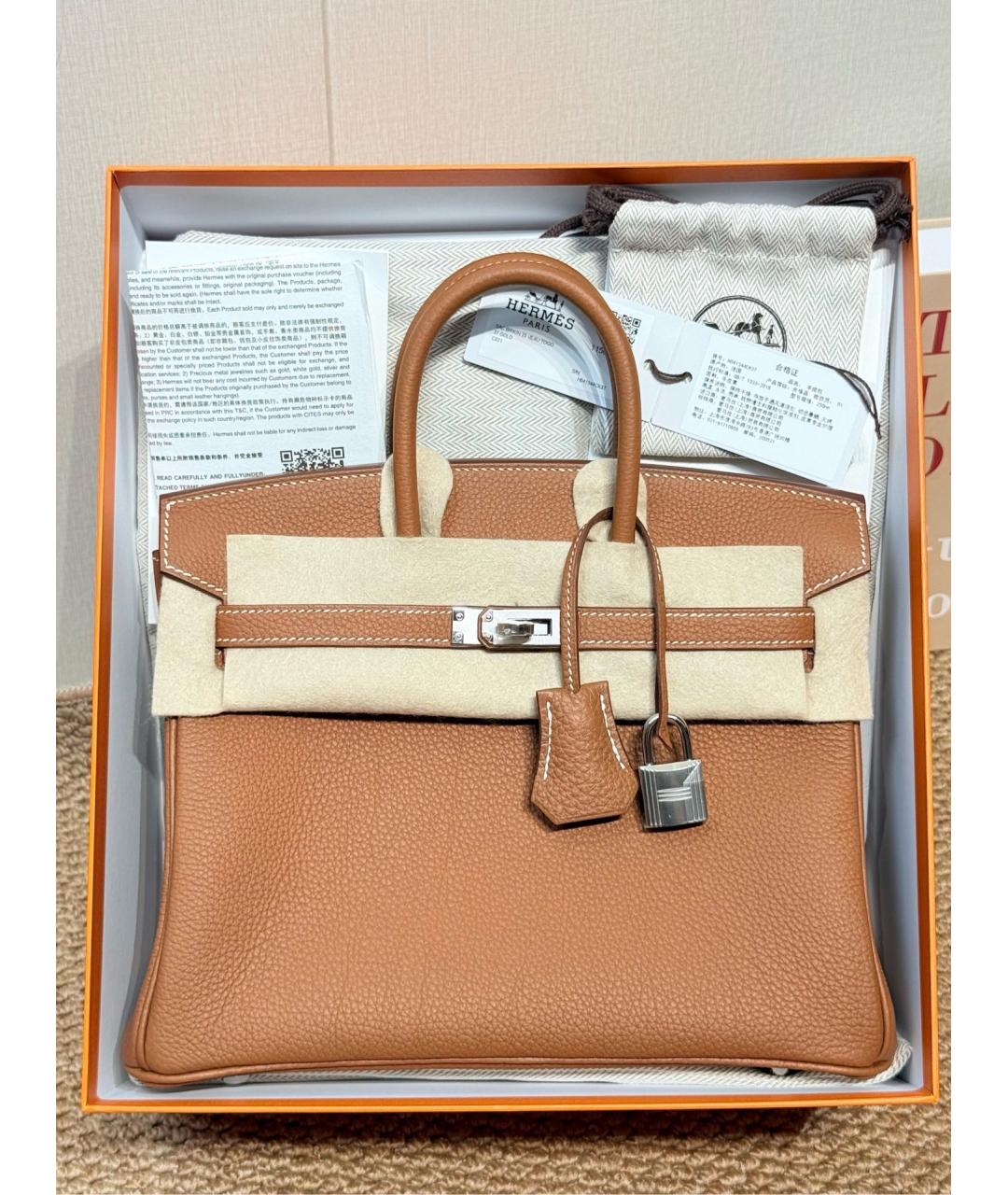 HERMES Коричневая кожаная сумка с короткими ручками, фото 5