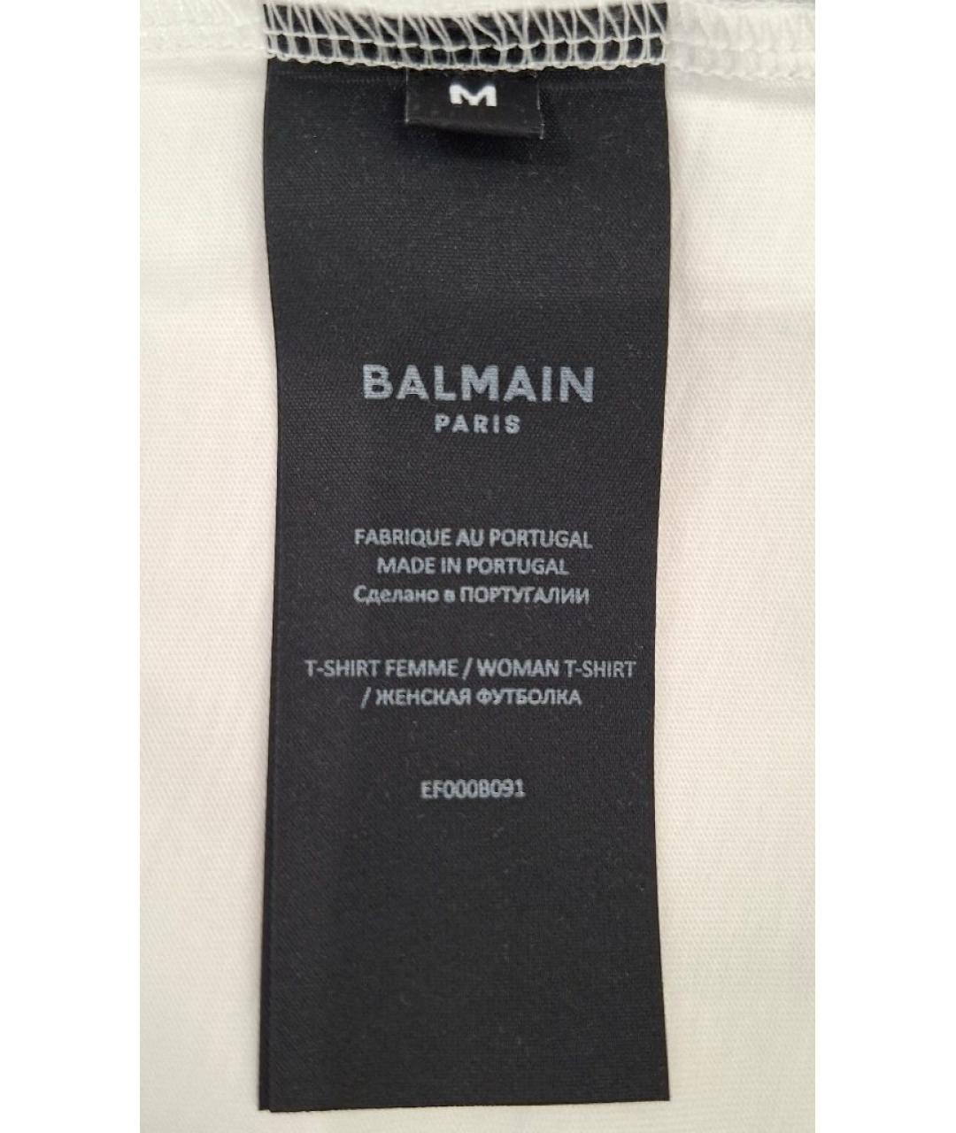 BALMAIN Белая хлопковая футболка, фото 5