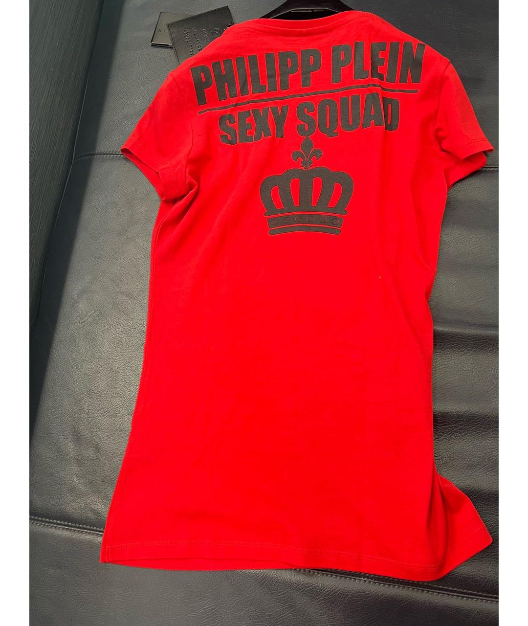 PHILIPP PLEIN Красная хлопковая футболка, фото 3