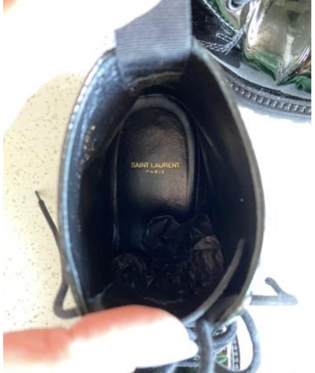 SAINT LAURENT Черные ботинки из лакированной кожи, фото 4