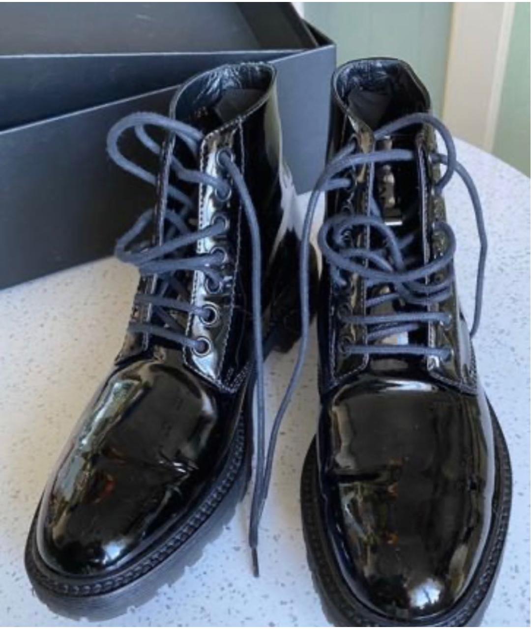 SAINT LAURENT Черные ботинки из лакированной кожи, фото 2