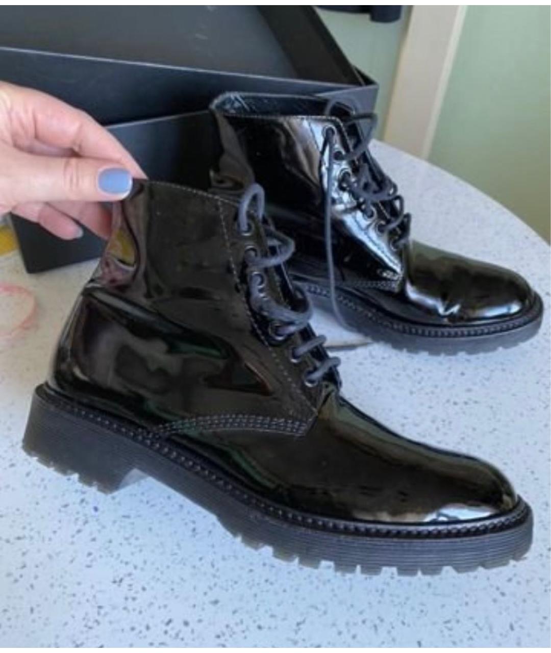 SAINT LAURENT Черные ботинки из лакированной кожи, фото 9