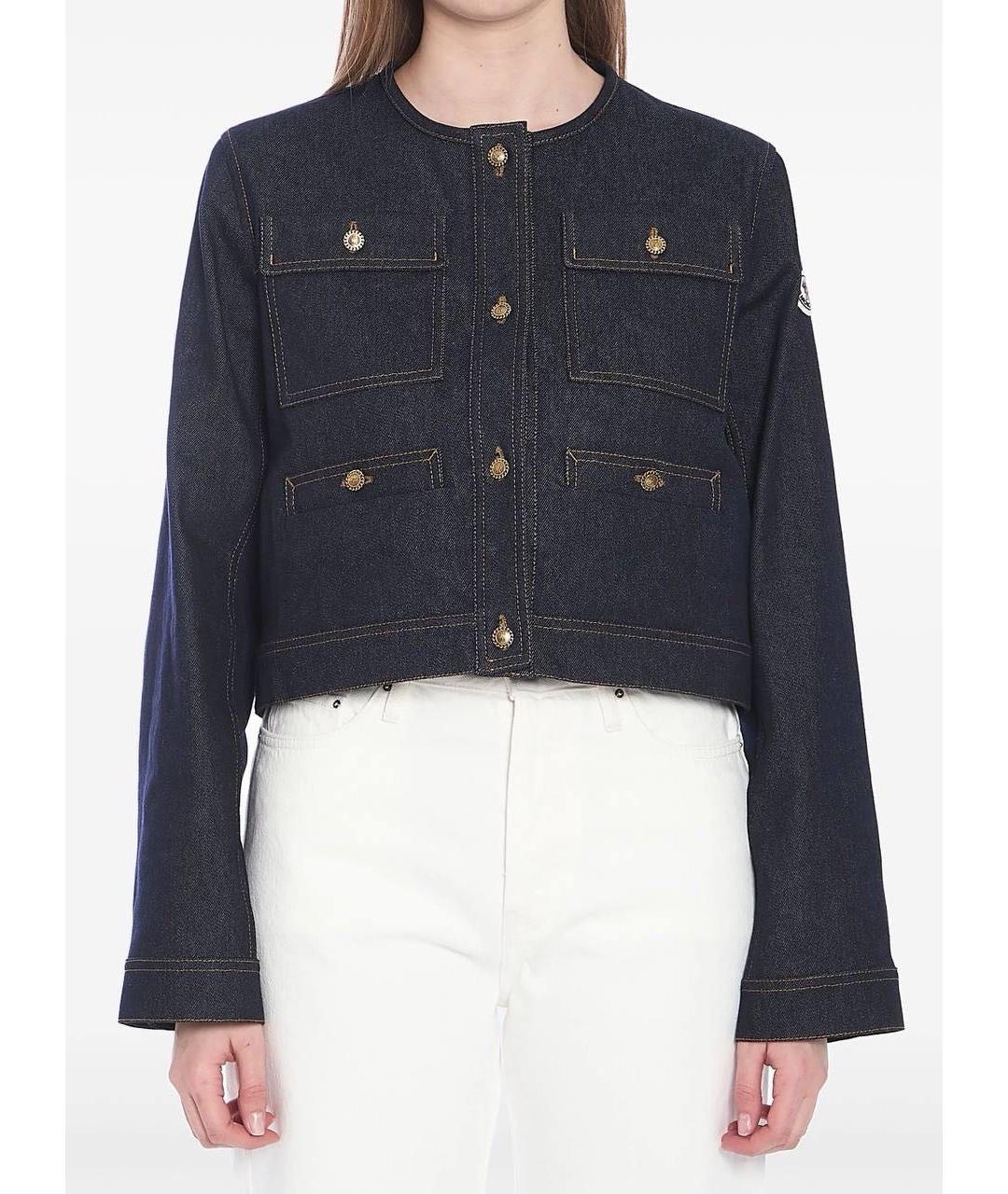 MONCLER Темно-синяя деним куртка, фото 2