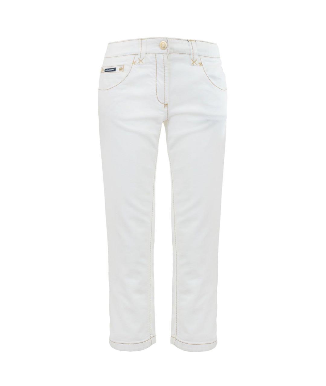 DOLCE&GABBANA Белые хлопко-эластановые капри, фото 1