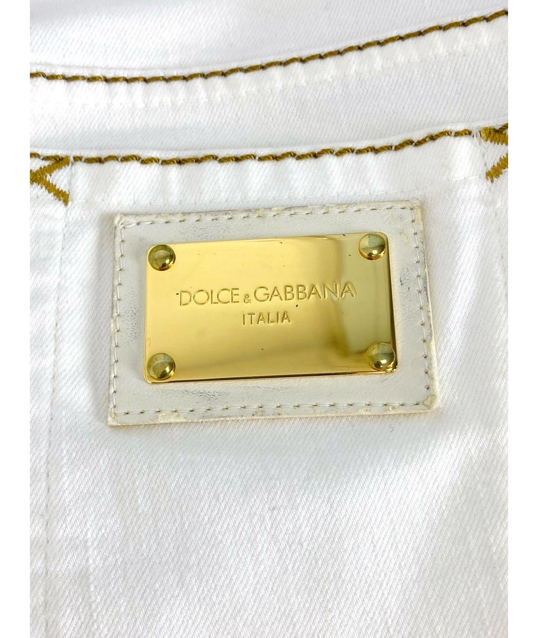 DOLCE&GABBANA Белые хлопко-эластановые капри, фото 4