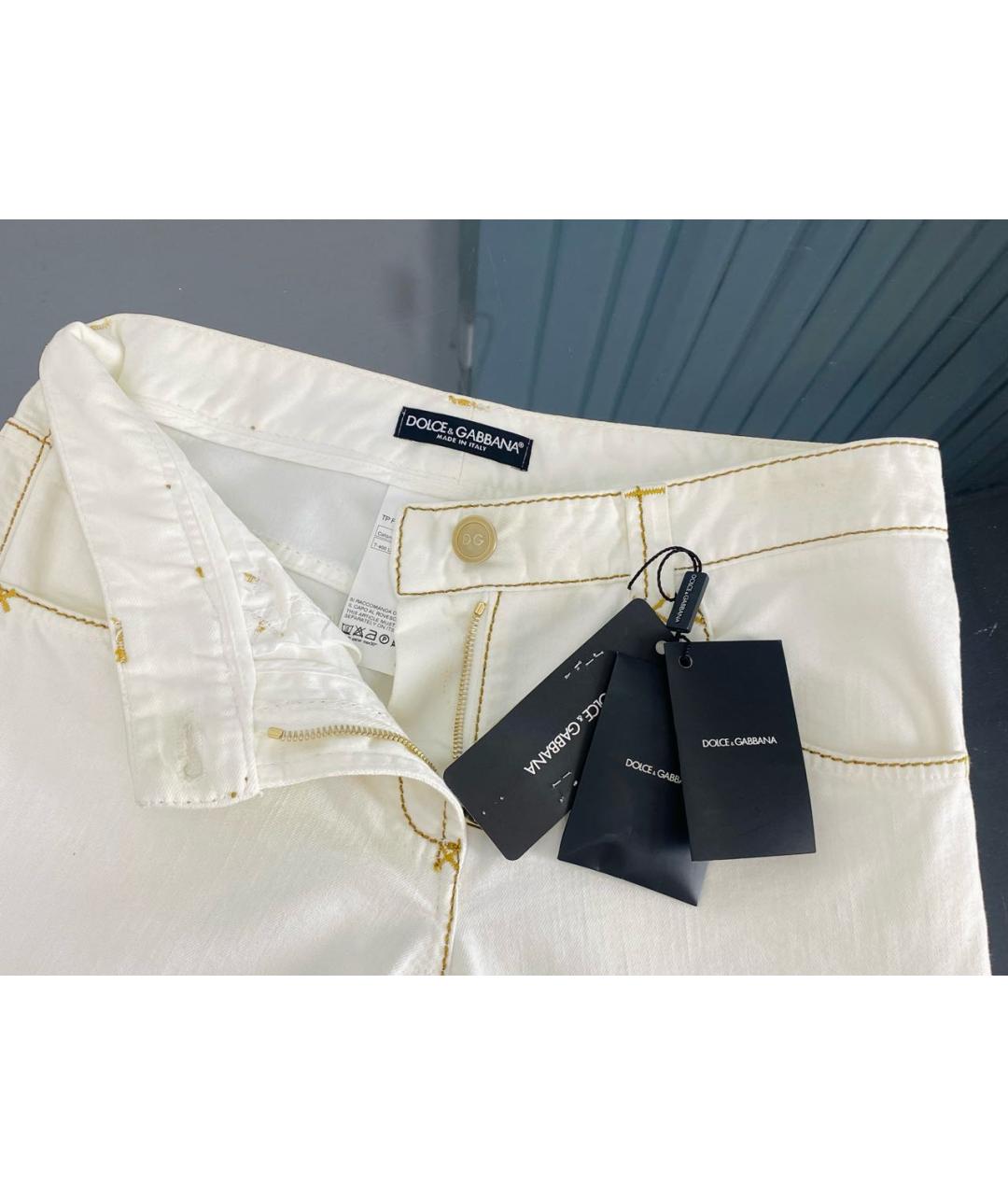 DOLCE&GABBANA Белые хлопко-эластановые капри, фото 3