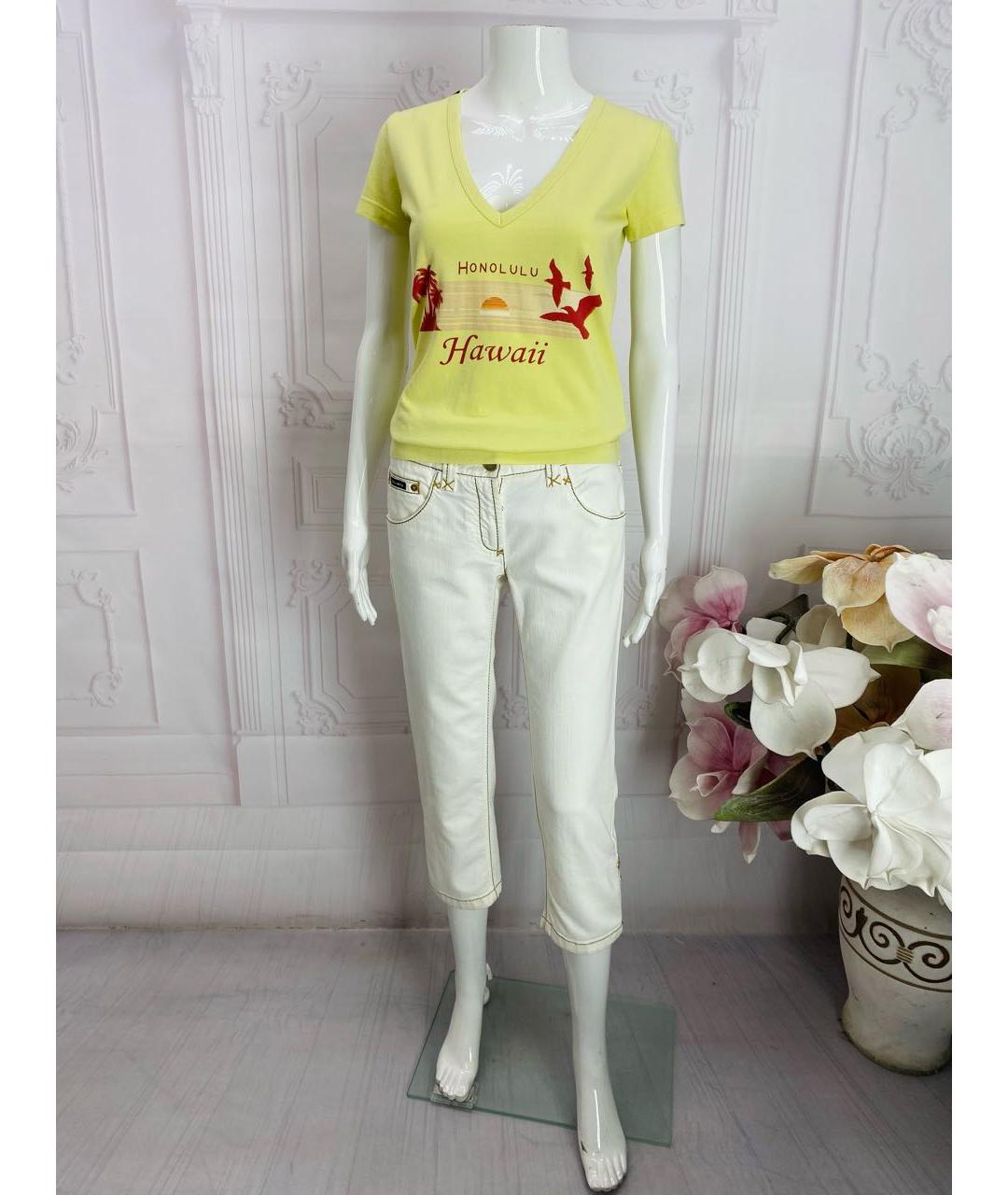 DOLCE&GABBANA Белые хлопко-эластановые капри, фото 5