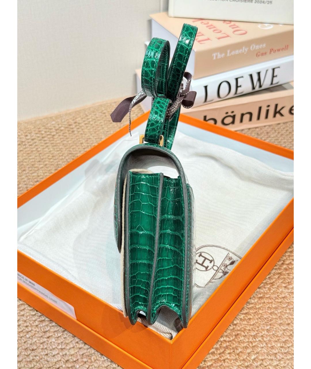 HERMES Зеленая кожаная сумка через плечо, фото 5