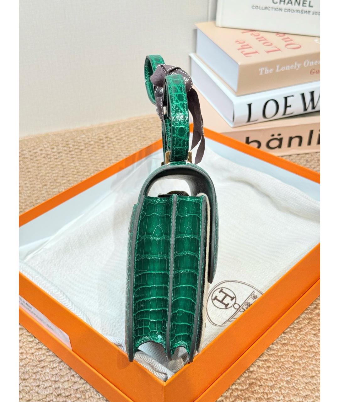 HERMES Зеленая кожаная сумка через плечо, фото 6