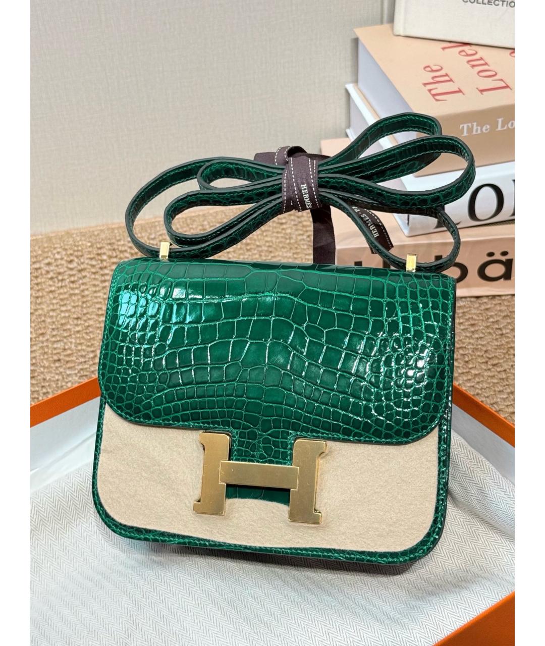 HERMES Зеленая кожаная сумка через плечо, фото 2