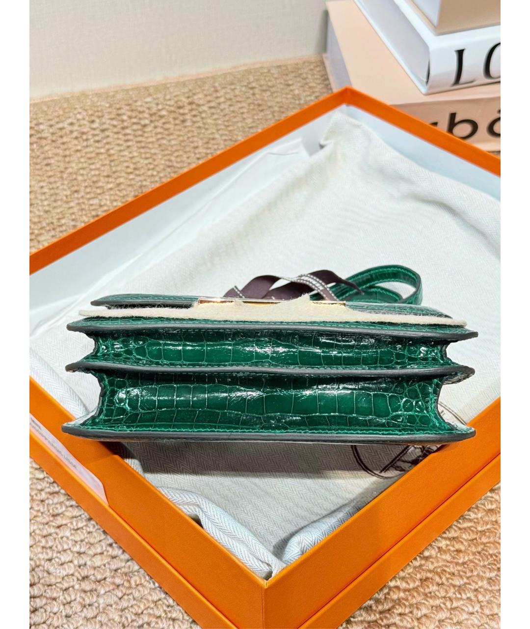 HERMES Зеленая кожаная сумка через плечо, фото 4