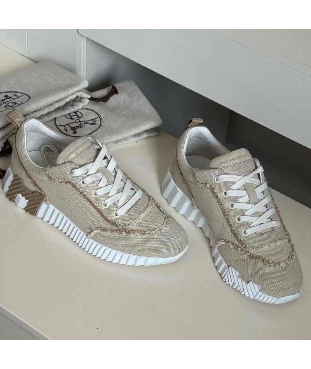 HERMES Бежевые кроссовки, фото 5