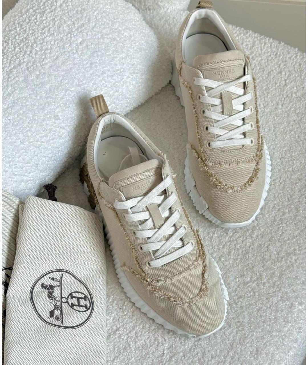 HERMES Бежевые кроссовки, фото 4