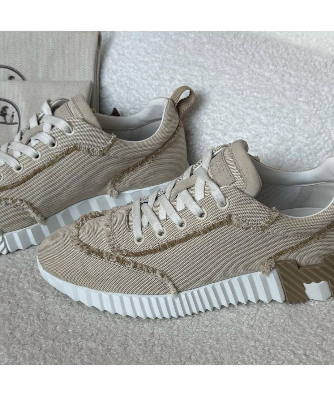 HERMES Бежевые кроссовки, фото 7