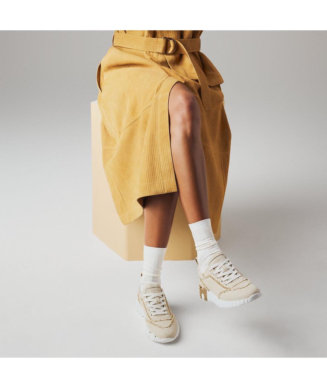 HERMES Бежевые кроссовки, фото 3