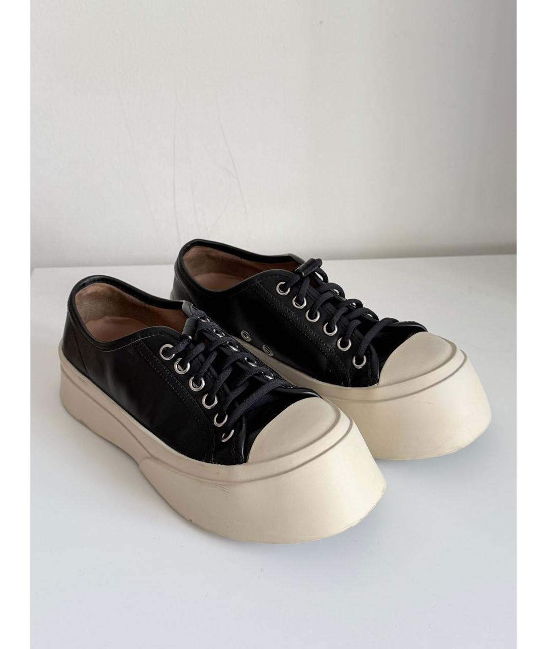 MARNI Черные кожаные кеды, фото 5