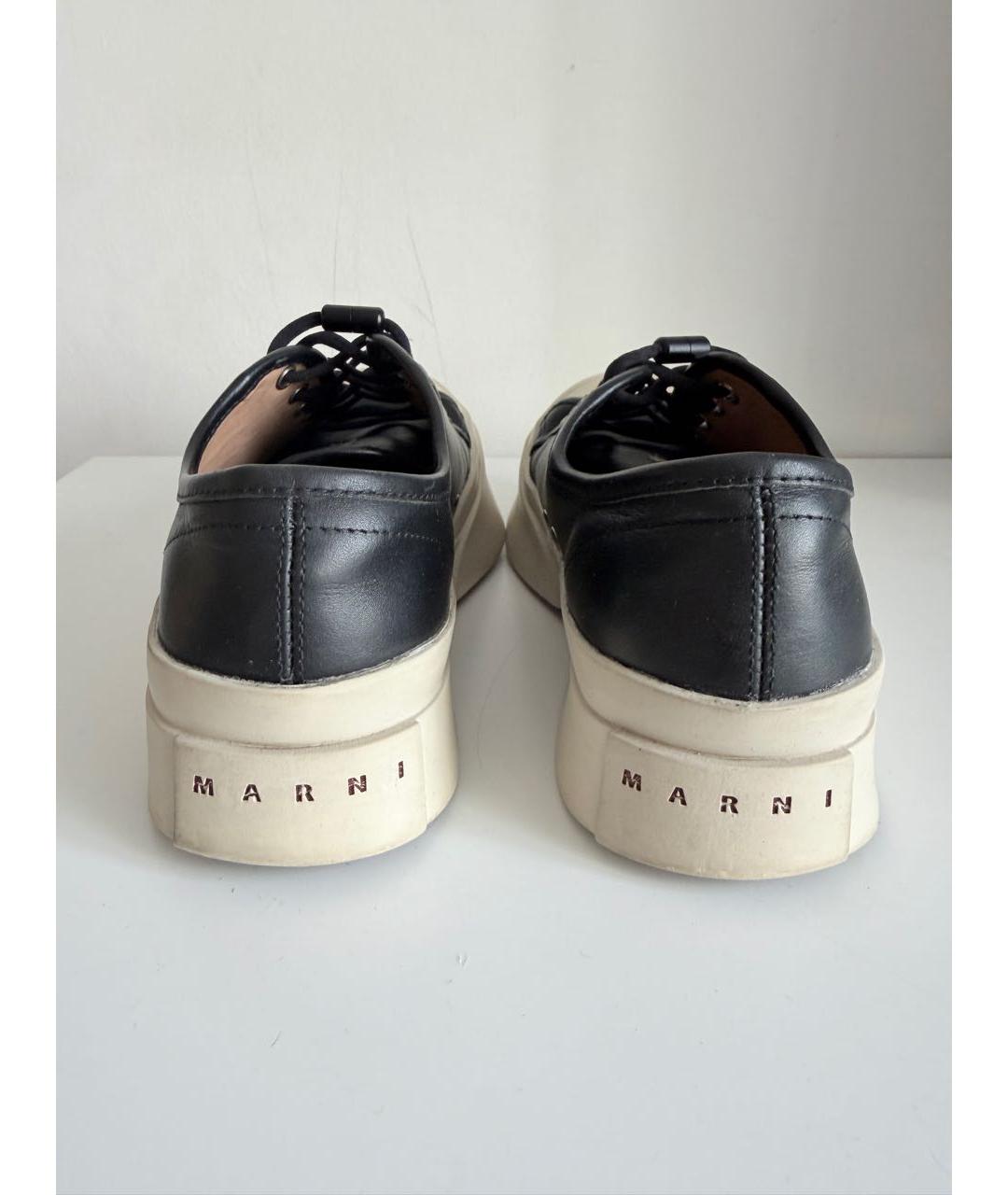 MARNI Черные кожаные кеды, фото 4