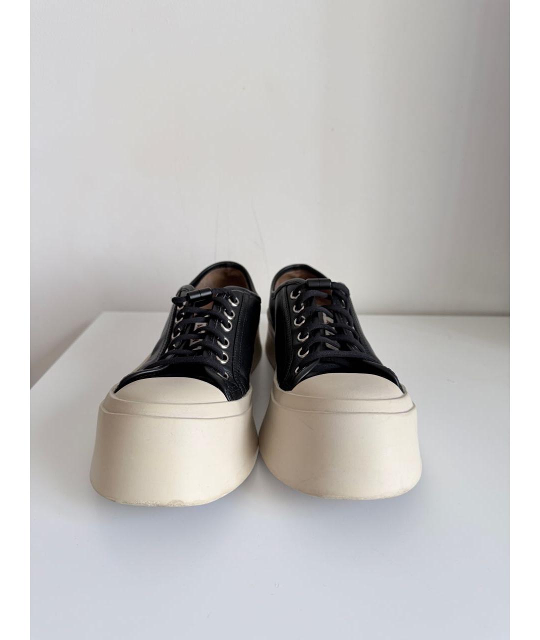 MARNI Черные кожаные кеды, фото 2