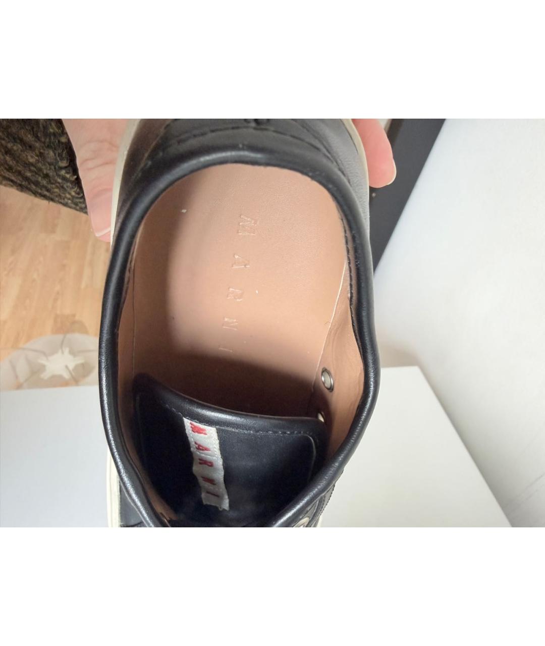 MARNI Черные кожаные кеды, фото 7