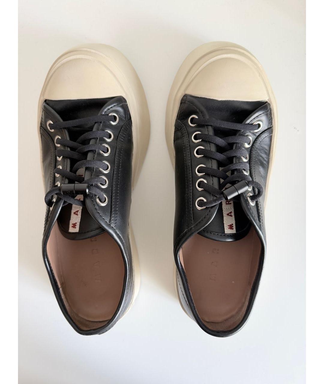 MARNI Черные кожаные кеды, фото 3