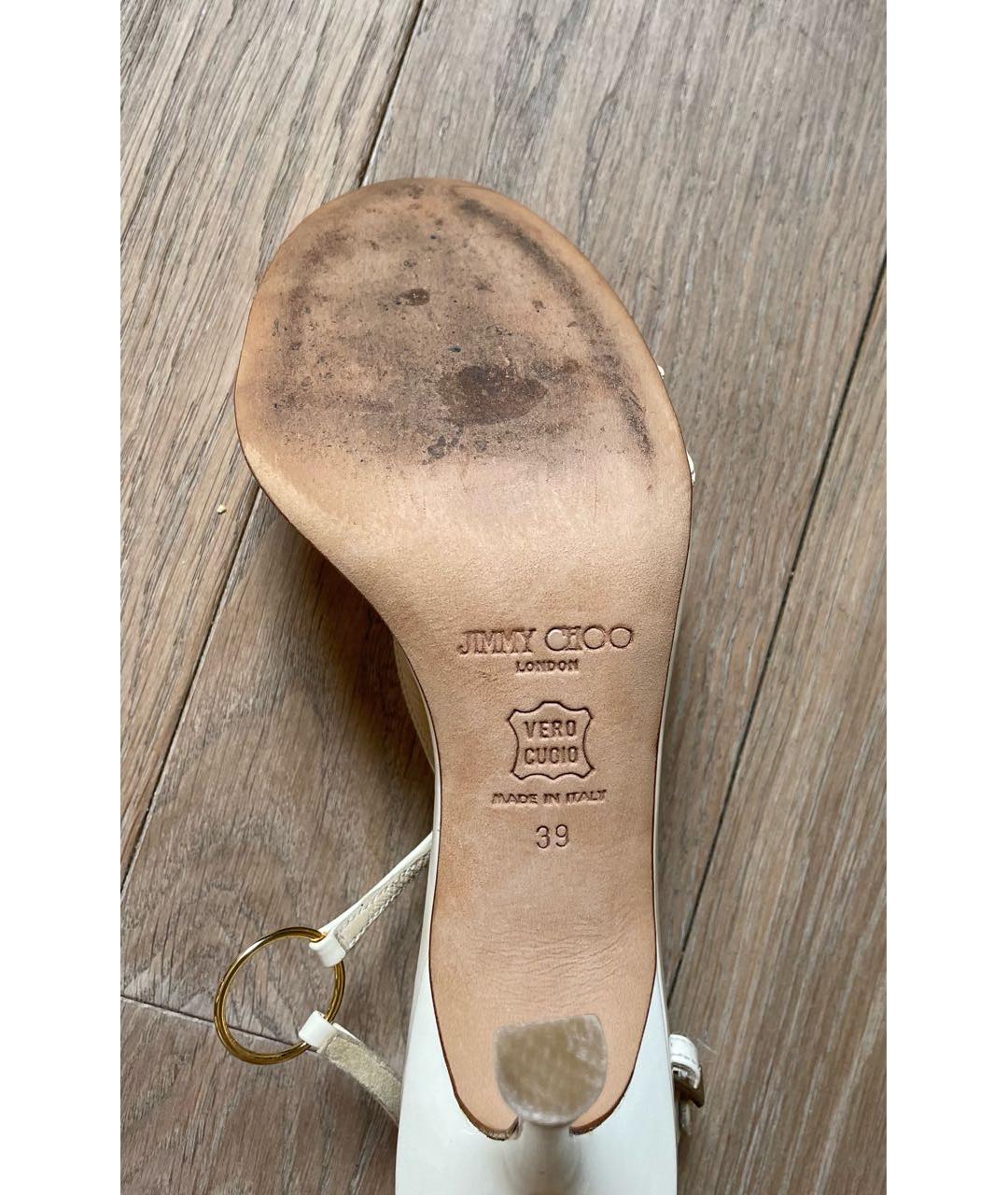 JIMMY CHOO Бежевые кожаные босоножки, фото 6