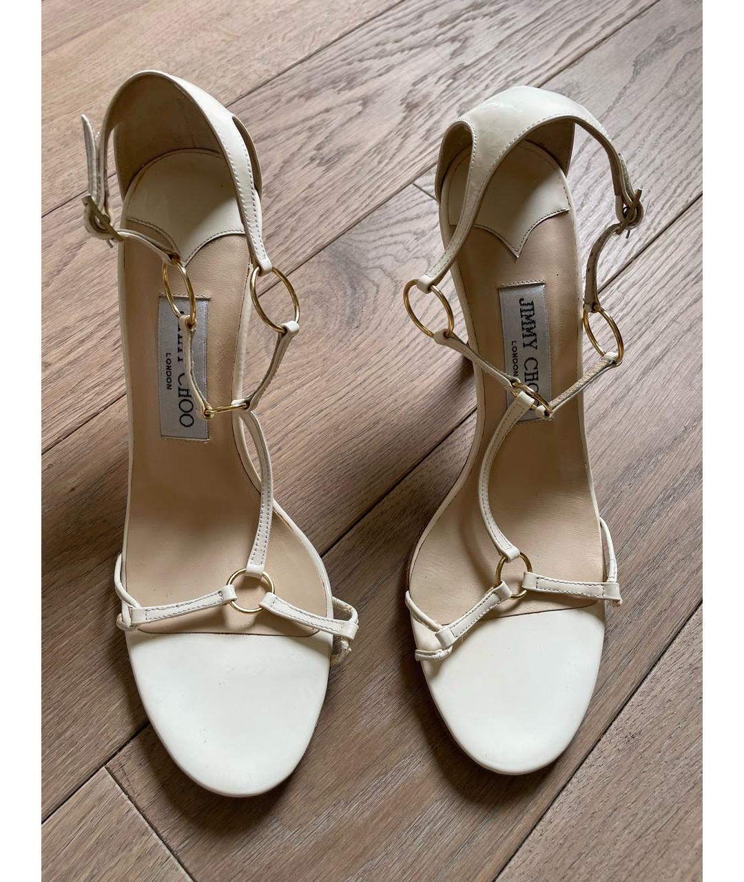 JIMMY CHOO Бежевые кожаные босоножки, фото 2