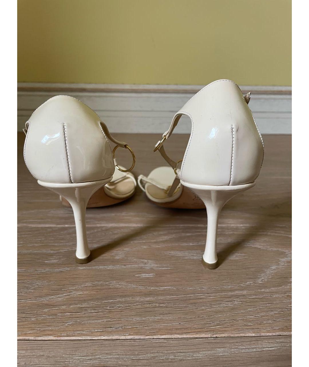 JIMMY CHOO Бежевые кожаные босоножки, фото 4