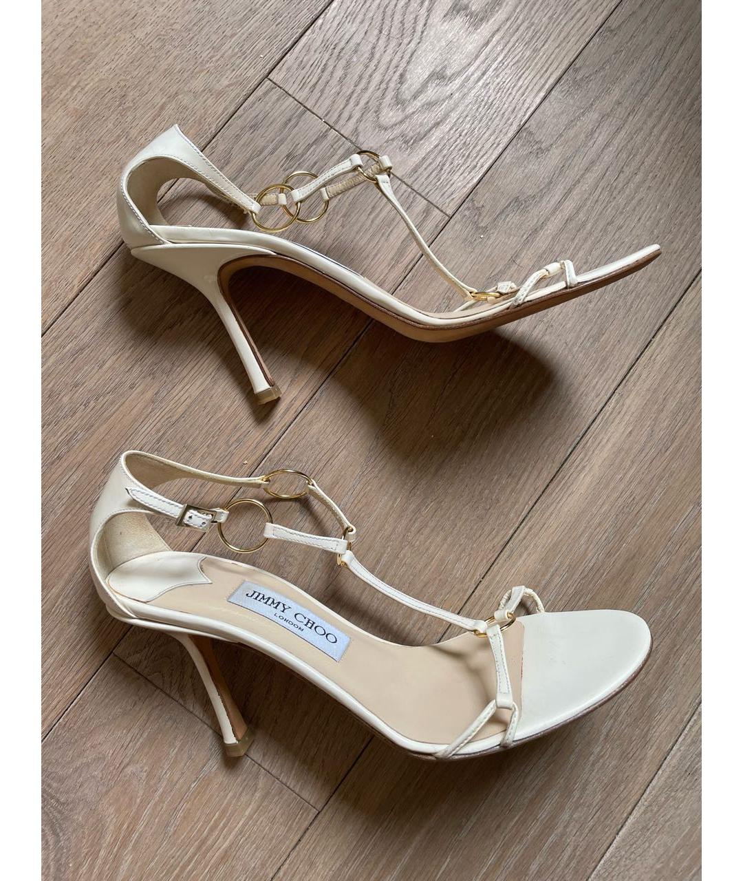 JIMMY CHOO Бежевые кожаные босоножки, фото 8