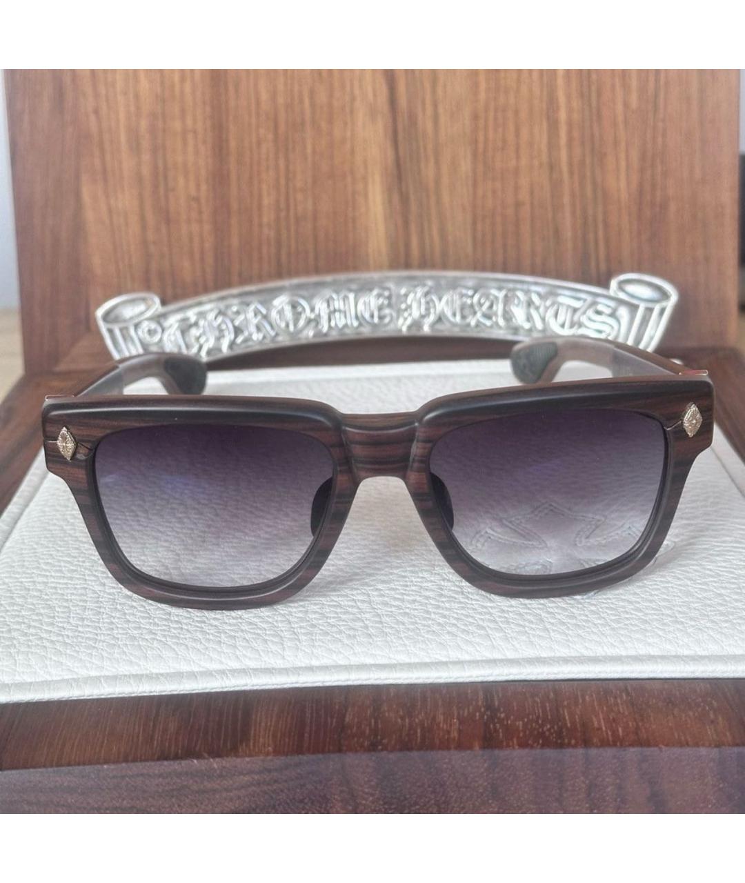 CHROME HEARTS Коричневые деревянные солнцезащитные очки, фото 6
