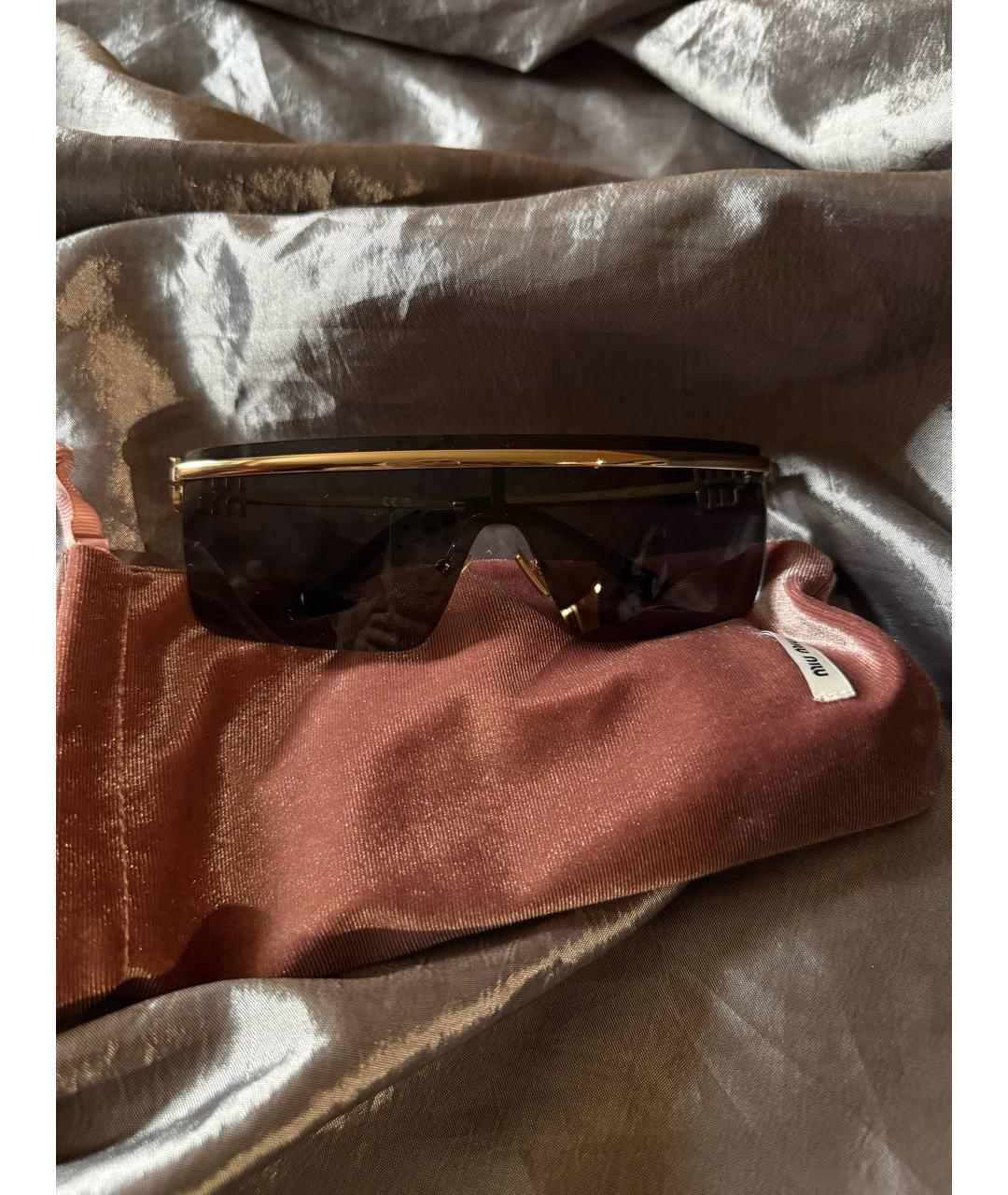 MIU MIU Золотые металлические солнцезащитные очки, фото 8