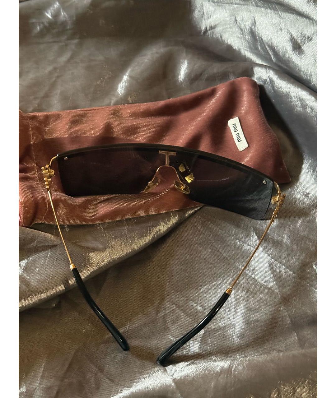 MIU MIU Золотые металлические солнцезащитные очки, фото 5