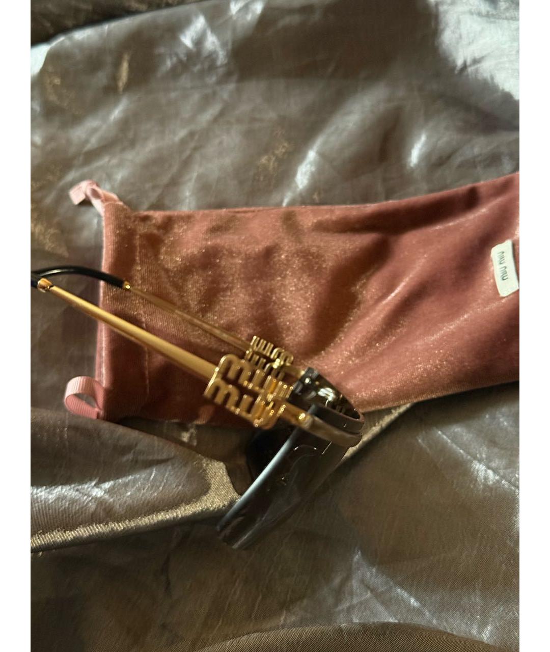 MIU MIU Золотые металлические солнцезащитные очки, фото 4