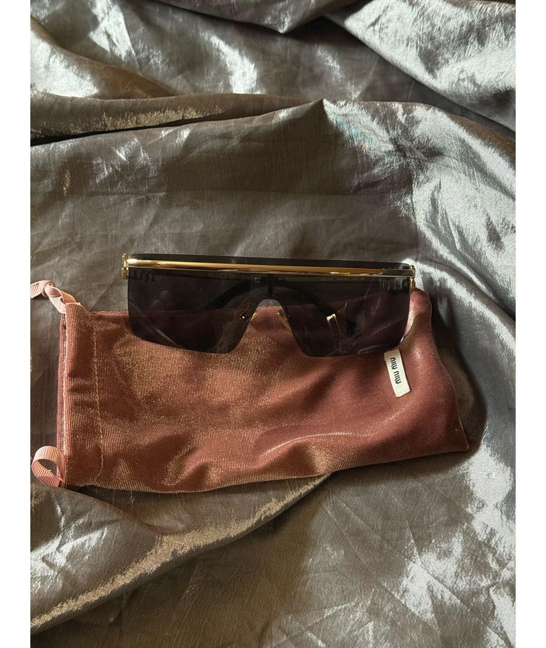 MIU MIU Золотые металлические солнцезащитные очки, фото 6