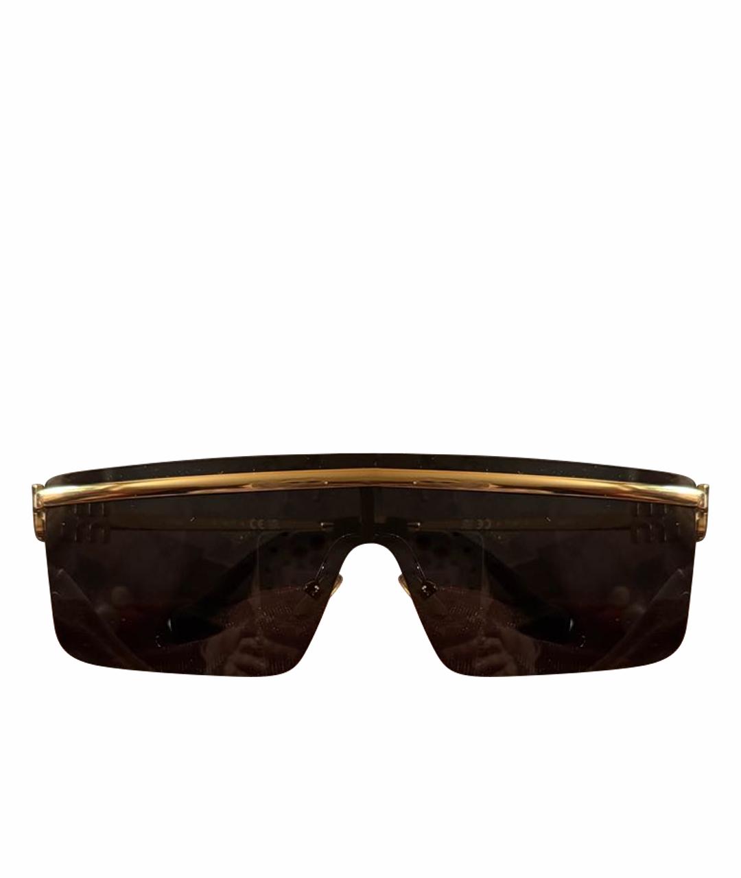 MIU MIU Золотые металлические солнцезащитные очки, фото 1