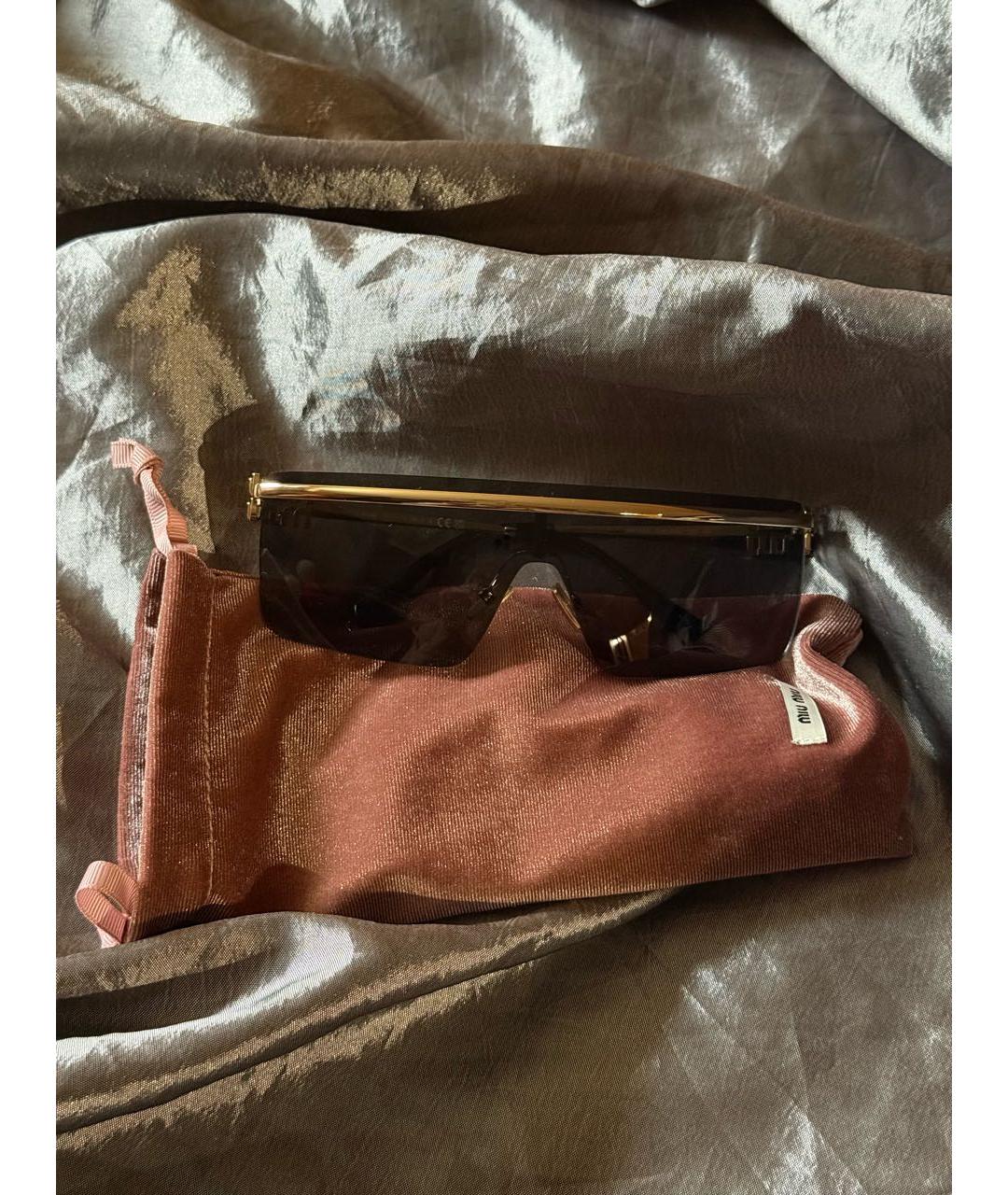 MIU MIU Золотые металлические солнцезащитные очки, фото 2