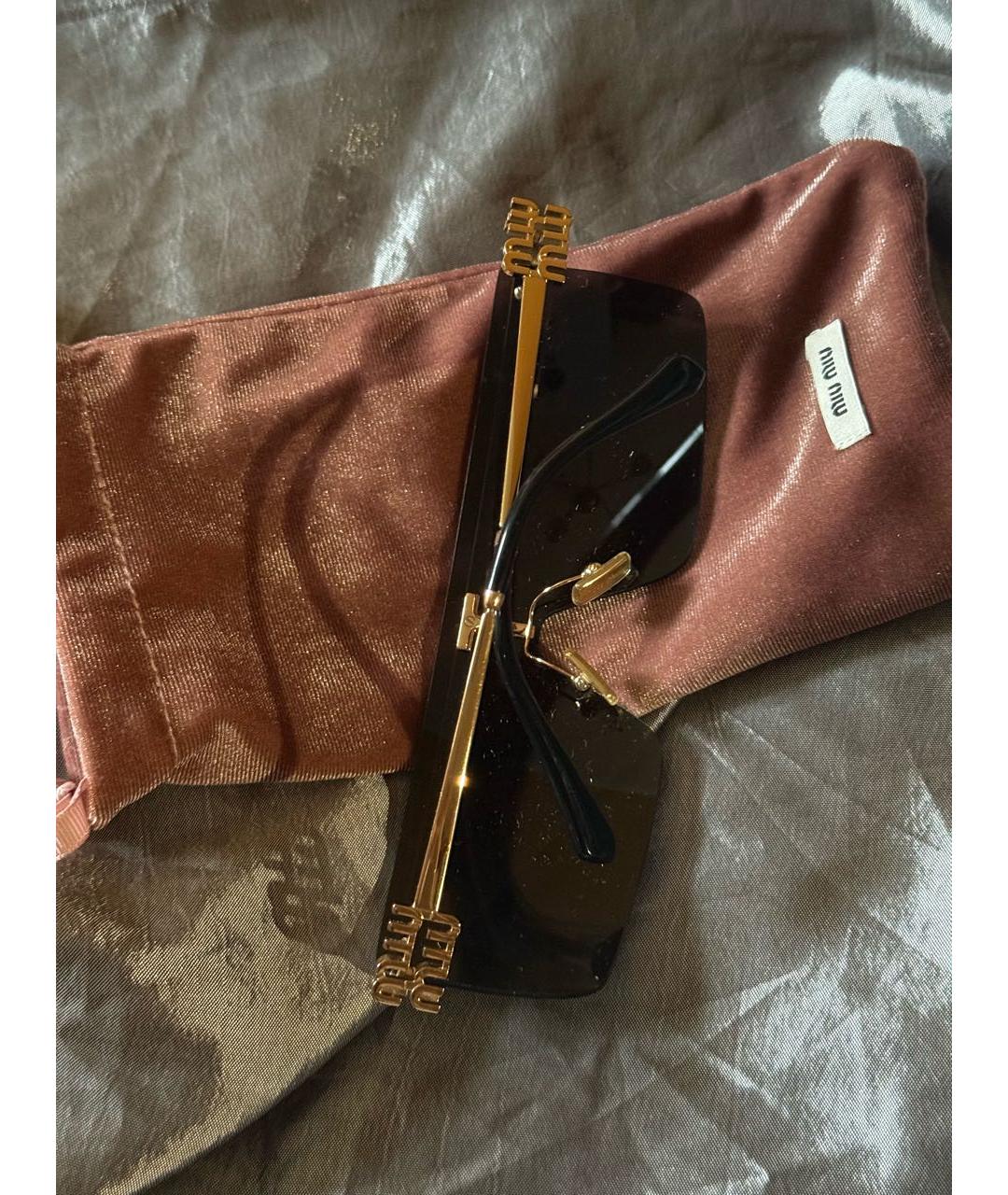 MIU MIU Золотые металлические солнцезащитные очки, фото 7