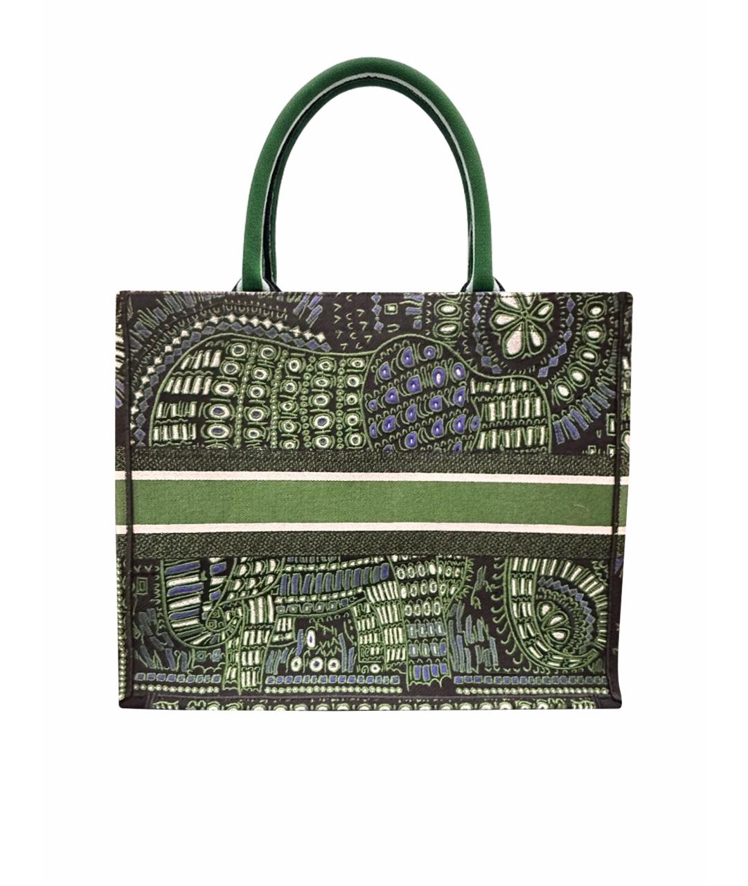 CHRISTIAN DIOR Зеленая жаккардовая сумка тоут, фото 1