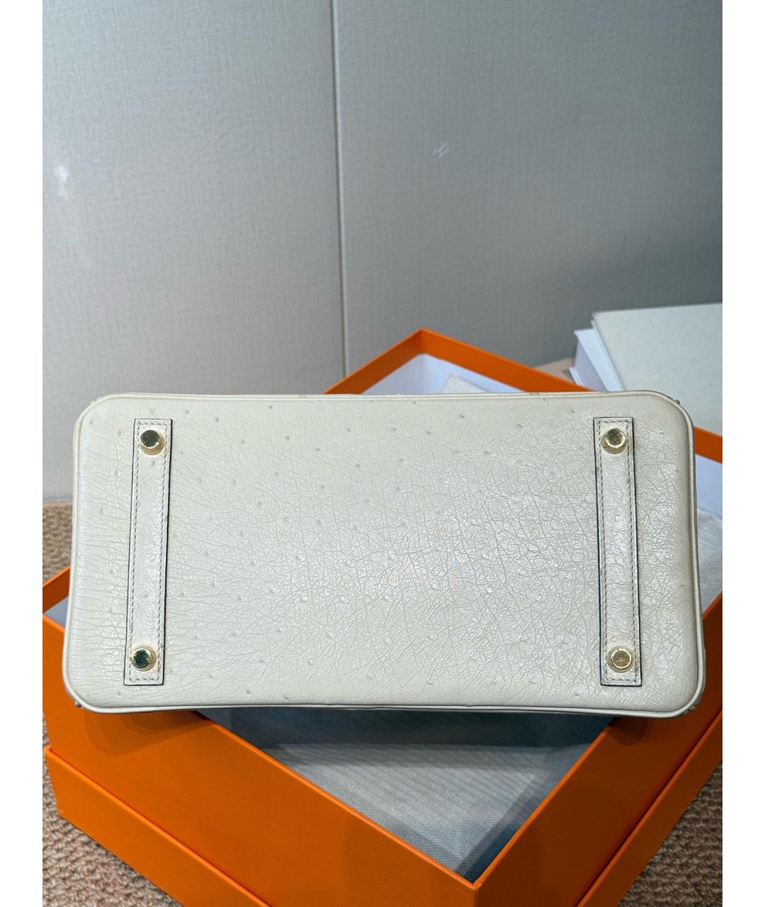 HERMES Белая сумка с короткими ручками из экзотической кожи, фото 5