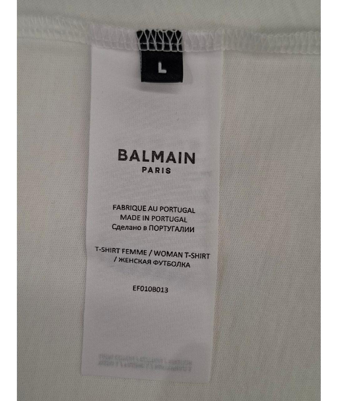 BALMAIN Белая хлопковая футболка, фото 5